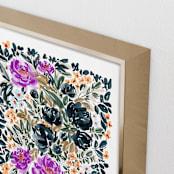 "Garden Dance" - Art Print in Purple Petals by Britt Mills - Frame Close-up