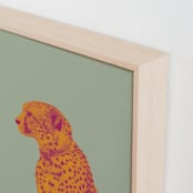 "The Pink Cat" - Art Print in Sage by Zani van Zyl - Frame Close-up