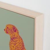 "The Pink Cat" - Art Print in Sage by Zani van Zyl - Frame Close-up