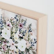 "Summer Blooms No.1" - Art Print in olive, tan greens with pinks by Kate Nelson - Frame Close-up