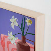 "Therese's Flowers" - Art Print in Summer Coral by Nicole Simms - Frame Close-up