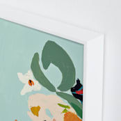 "Bird of Paradise Diptych II" - Art Print in Turquoise by Caryn Owen - Frame Close-up