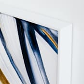"Modern Stripes" - Art Print in Indigo Ochre by Mary Gaspar - Frame Close-up