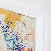 "Blue Orchids" - Art Print in Blue by Lise Gulassa - Frame Close-up