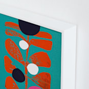 "Modern Fruit" - Art Print in Teal by Deborah Velasquez - Frame Close-up