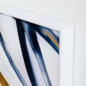 "Modern Stripes" - Art Print in Indigo Ochre by Mary Gaspar - Frame Close-up