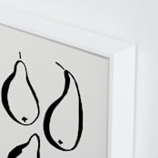 "Still-life with four pears" - Art Print in Black and Off-white by Sonya Percival - Frame Close-up