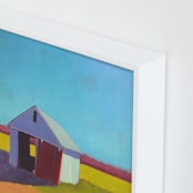 "Pumpkin Shed" - Art Print in Orange Gold by Carol C. Young - Frame Close-up