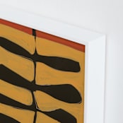 "Leaves and a Stem" - Art Print in orange by Deborah Velasquez - Frame Close-up