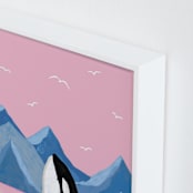 "pink sea and orca" - Art Print in bublegum by Cass Loh - Frame Close-up