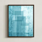 "Gathered Pieces" - Art Print in Hawaiian Teal by Debra Pruskowski - Framed