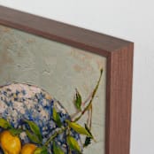 "Lemons on a Plate" - Art Print in Golden by Wendy Keller - Frame Close-up