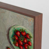 "Strawberries on a Plate" - Art Print in Crimson by Wendy Keller - Frame Close-up