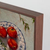 "Peaches on a Plate" - Art Print in Vermillion by Wendy Keller - Frame Close-up