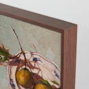 "Pears on a Plate" - Art Print in Mustard Olive by Wendy Keller - Frame Close-up
