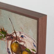 "Pears on a Plate" - Art Print in Mustard Olive by Wendy Keller - Frame Close-up