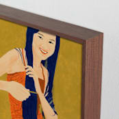 "Girl By The Pool" - Art Print in sun-drenched by Deborah Chou - Frame Close-up