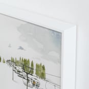 "Ski Lift" - Art Print in Pine by Monica Loos - Frame Close-up