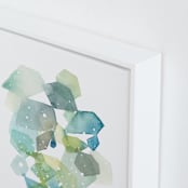 "Hexagon with Dots in Blue" - Art Print in Turquoise by Yao Cheng Design - Frame Close-up