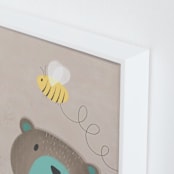 "Bear and the bee" - Art Print in Beige by Farinaz Vaseghi - Frame Close-up