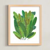 "Banana Leaf Bouquet" - Art Print in Tropical Green by Madeline Trait - Framed