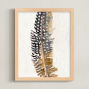 "Brave Feather" - Art Print in Payne's Gray by Stephanie Toral - Framed