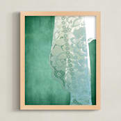 "Sunlit Lace" - Art Print in teal turqouise by Debra Pruskowski - Framed