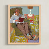 "Pageturner" - Art Print in Mustard by Jess Franks - Framed