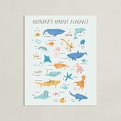 "Sea life alphabet" - Personalized Art Print in Sea foam by Creo Study - Unframed