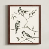 "Birds I" - Art Print in Sand by Teju Reval - Framed