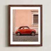 "An Italian Classic in Rome" - Art Print in Red Rosa by Kelsey Mucci - Framed