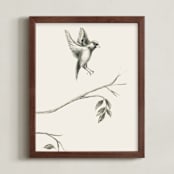 "Birds II" - Art Print in Sand by Teju Reval - Framed