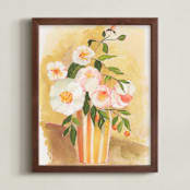 "Summer flowers in a vase" - Art Print in Summer yellow by Lucrecia Caporale - Framed
