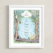 "Disney's Winnie the Pooh in the Wood" - Art Print in Honey by Becky Nimoy - Framed