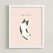 "Feline" - Personalized Art Print in Blush by Vivian Yiwing - Framed