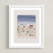 "Day at the Beach" - Art Print in Sand by Britt Mills - Framed
