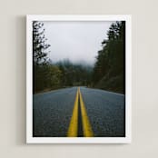 "Road In The Clouds" - Art Print in Bright Yellow by Christian Florin - Framed