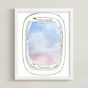 "Jet-Setter" - Art Print in Sky by Michelle Waldie - Framed