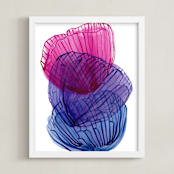 "Skeleton Petals 3" - Art Print in Royal Blue by Maggie Ramirez Burns - Framed
