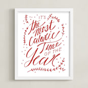 "Holiday Humor" - Art Print in Festive Red by Katie Craig - Framed