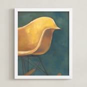 "Yellow Eames Rocker" - Art Print in Yellow by Laura Browning - Framed