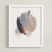 "Blue Heron" - Art Print in Dusty Blue by Christa Kimble - Framed
