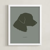 "Tonal Pet Silhouette: Custom Print with Text" - Custom Print in Olive Shadow by Minted - Framed