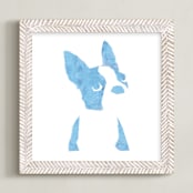 "baby boston" - Art Print in Baby Blue by Haley Weisberger - Framed