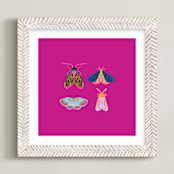 "Boho Bugs" - Art Print in Magenta by Britt Mills - Framed