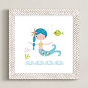 "Blue Mermaid" - Art Print in Turquoise by Shannon Hays - Framed