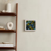 "Shining Flower Series 3" - Art Print in Brillant Blue and Yellow by Angela Simeone - In a Room