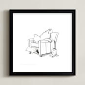 "Pooh Lounging | Winnie The Pooh" - Art Print in White by Stefanie Lane - Framed
