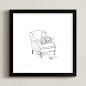 "Piglet Lounging | Winnie The Pooh" - Art Print in White by Stefanie Lane - Framed