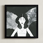 "Wings" - Art Print in Black by Deynaaz Daraei - Framed